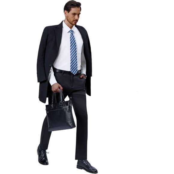 Mens 4-Way Stretch Long Sleeve Collared Casual Dating Button Down Dress Shirt - Picture 6 of 6